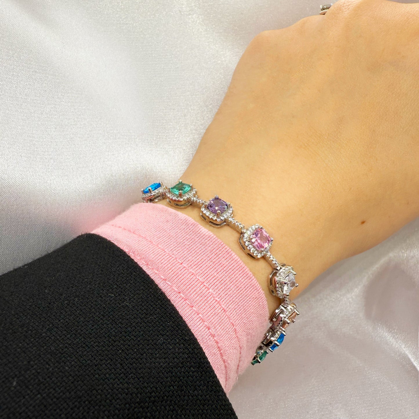 Pulsera Plata Circonitas Colores