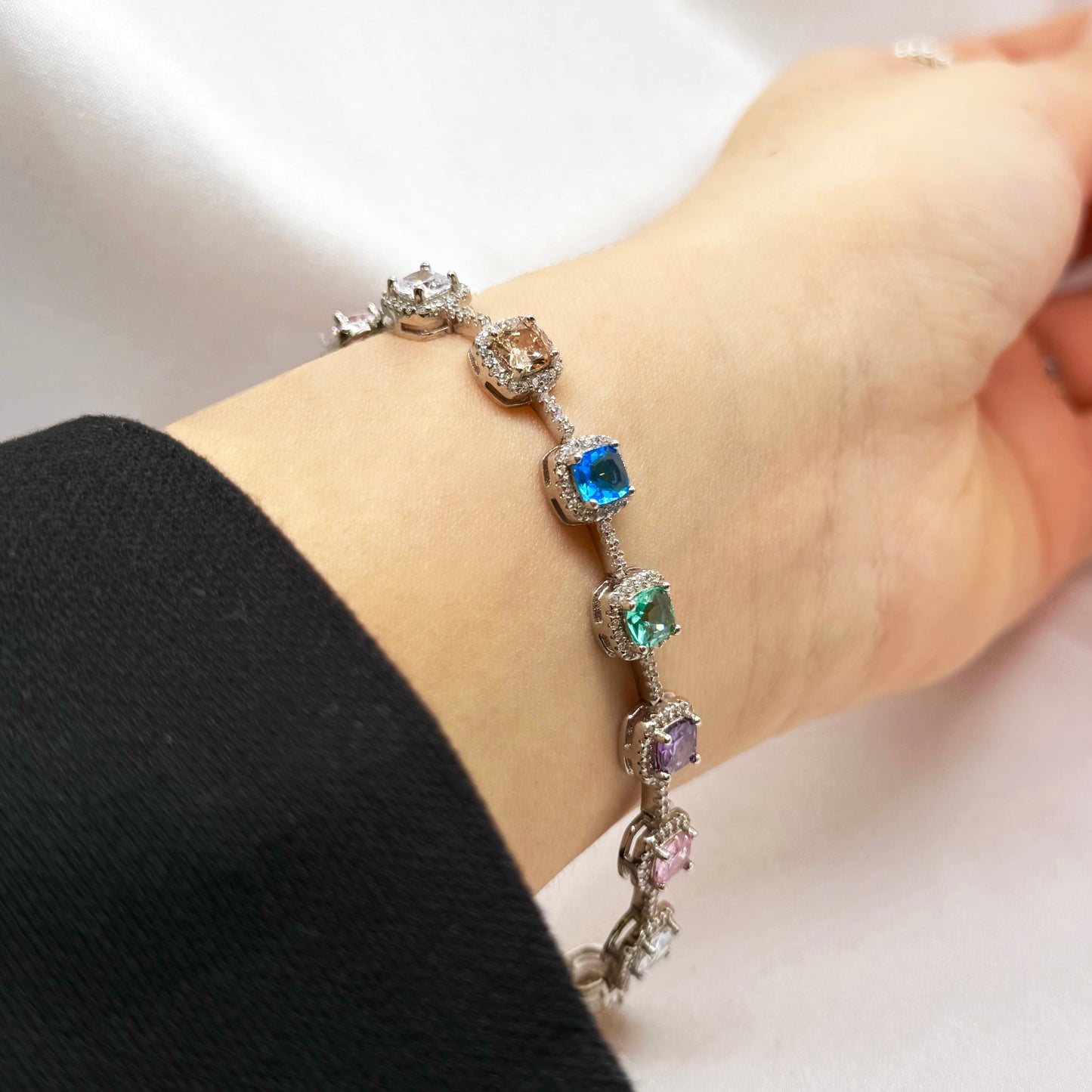 Pulsera Plata Circonitas Colores