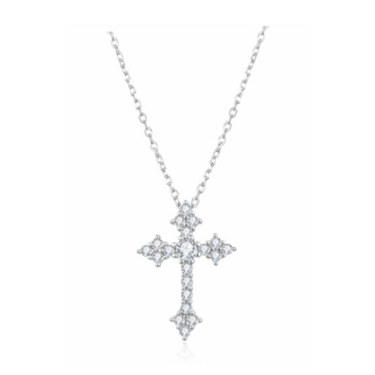 Collar Plata Circonitas Cruz Gótica