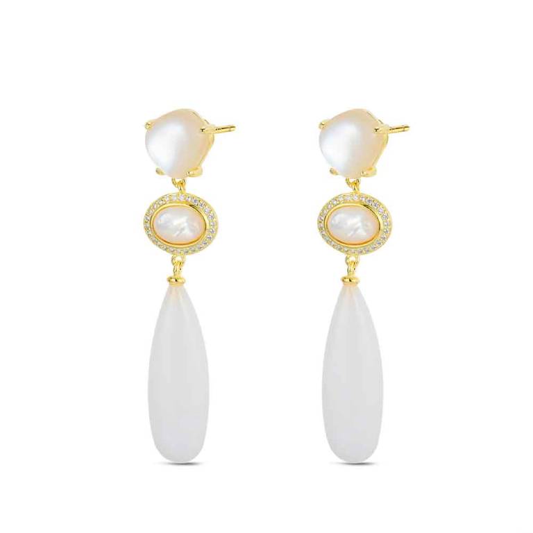 Pendientes Plata De Ley 925 Piedra Natural Chapado