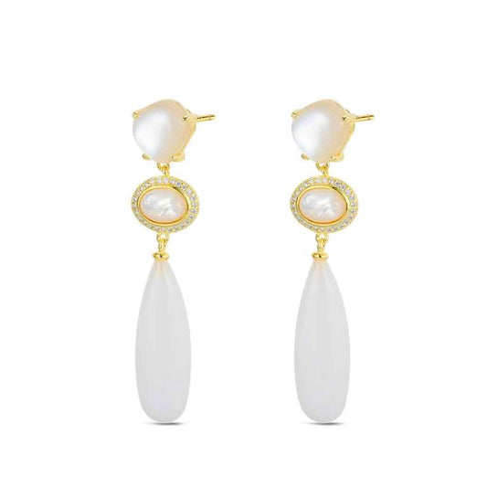 Pendientes Plata De Ley 925 Piedra Natural Chapado