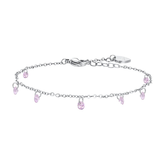 Tobillera De Mujer De Acero Con Circonita Rosa