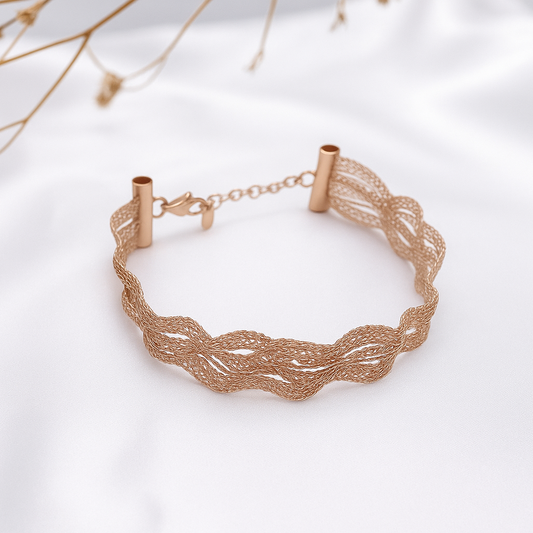Pulsera Semirígida Plata 925 Chapado Oro Rosa