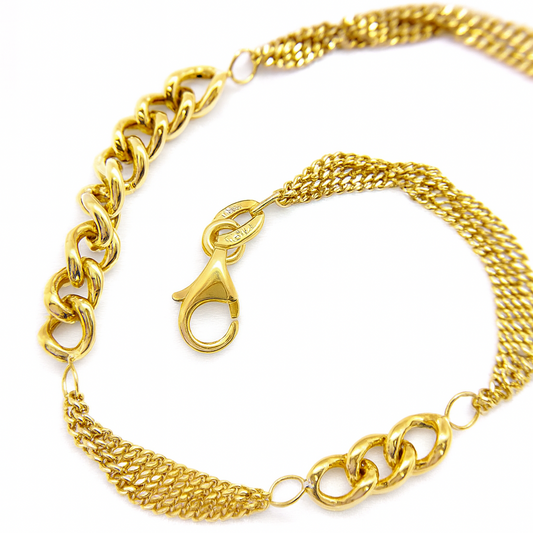 Pulsera Plata 925 Cadena Chapado Oro Meraki