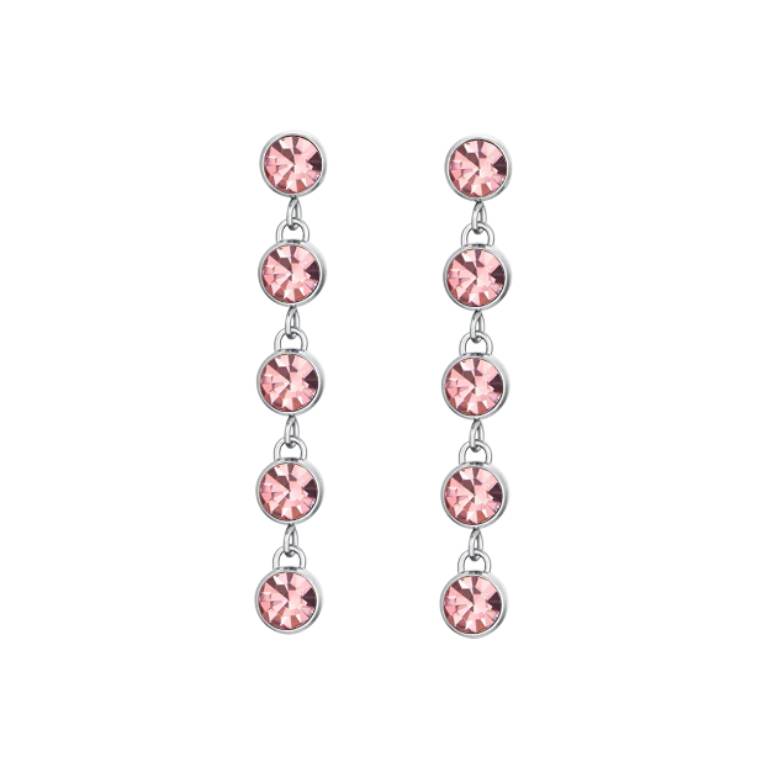 Pendientes Acero Tira Circonitas Rosa/Verde