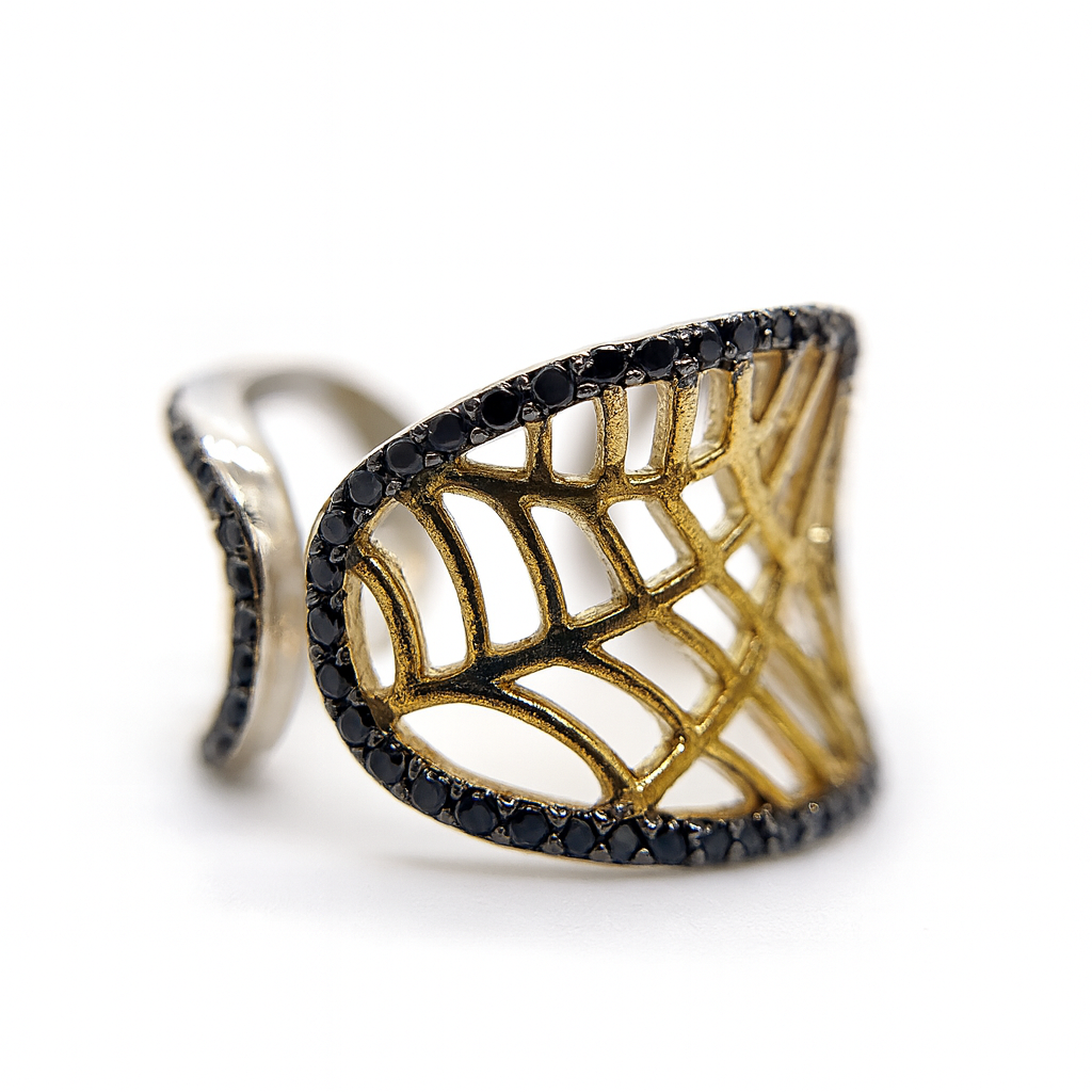 Anillo Telaraña Plata 925 Chapado Rutenio DiPlata