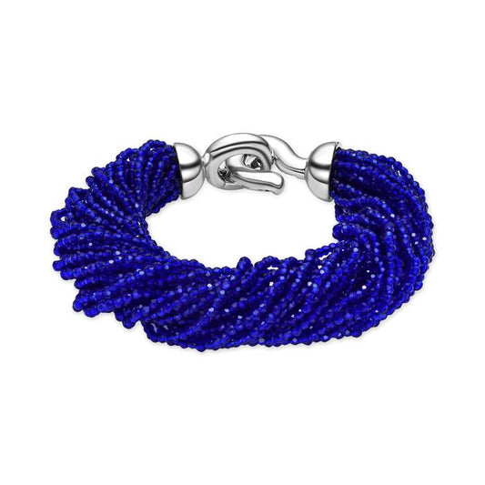 Pulsera Plata 925 Cuentas Cristal Azul Luxenter