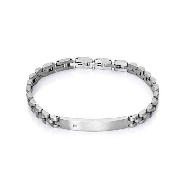 Pulsera de Acero para Hombre con Diamante en la Placa