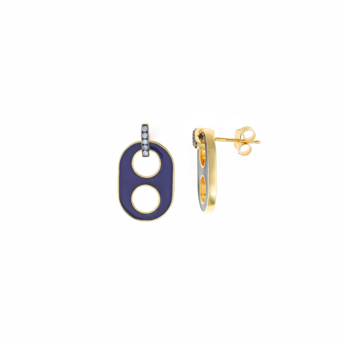 Pendientes Cremallera Plata 925 Chapado Oro Salvatore