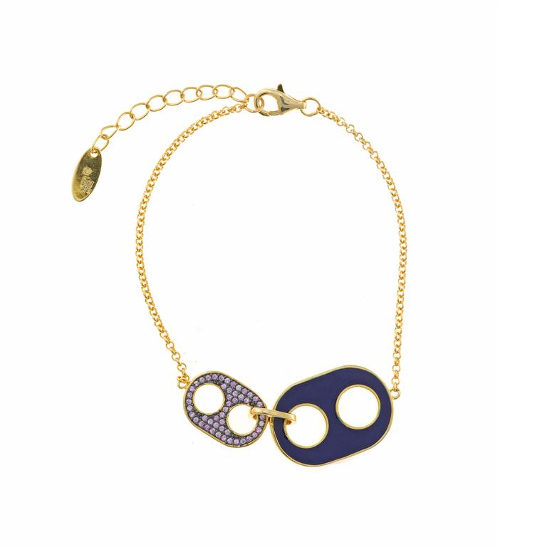 Pulsera Cremallera Plata 925 Chapado Oro Salvatore