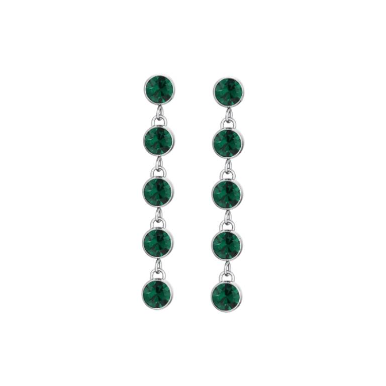 Pendientes Acero Tira Circonitas Rosa/Verde